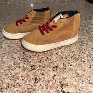 Vans Toddler Sk8-Hi MTE Sneakers - Brown with Red Laces - Size 6